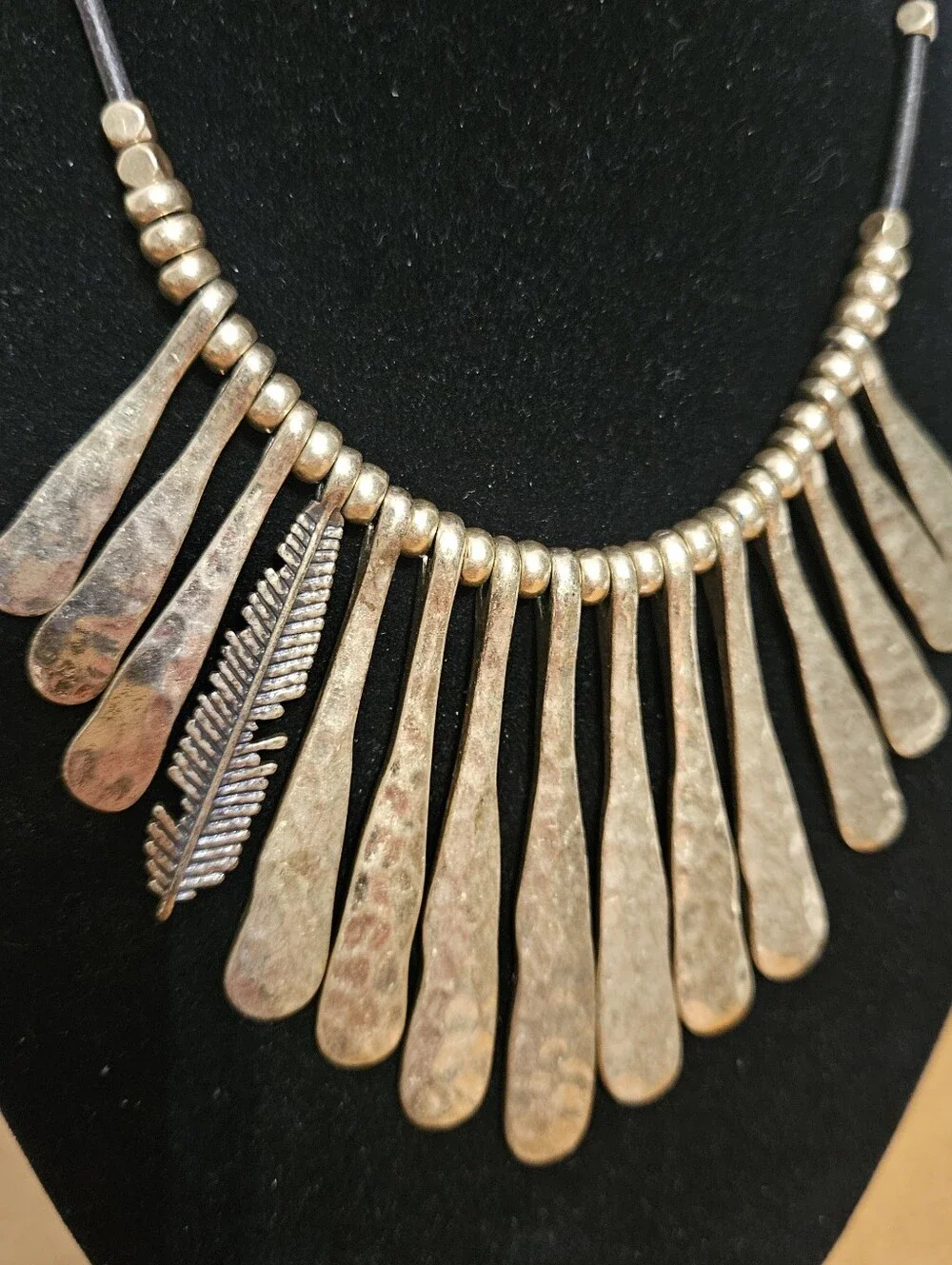 Lucky Brand Goldtone, hammered brass statement necklace 35